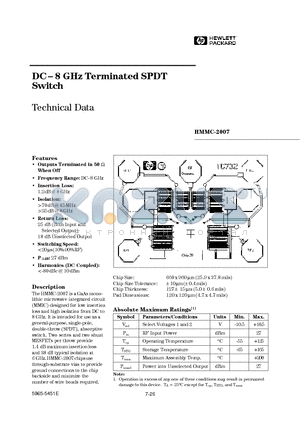 HMMC-2007 datasheet - DC-8 GHz Terminated SPDT Switch