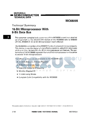 MC6800 datasheet - 16-Bit Microprocessor With 8-Bit Data Bus