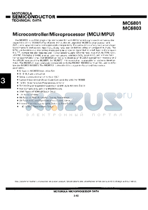 MC6801 datasheet - Microcontroller/Microprocessor (MCU/MPU)
