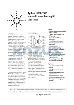 HCPL-7510 datasheet - Isolated Linear Sensing IC