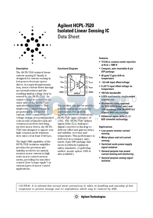 HCPL-7520 datasheet - Isolated Linear Sensing IC