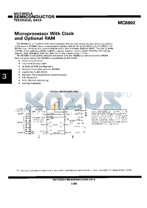 MC6802P datasheet - Microprocessor With Clock and Oprtional RAM