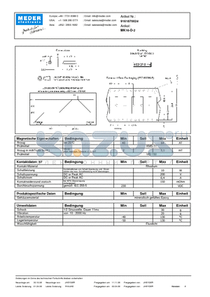 MK16-D-2_DE datasheet - (deutsch) MK Reed Sensor