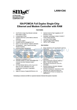 LAN91C95 datasheet - ISA/PCMCIA Full Duplex Single-Chip Ethernet and Modem Controller with RAM