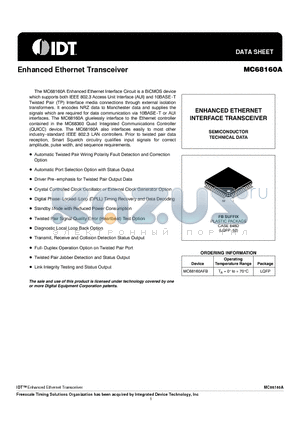 MC68160A datasheet - Enhanced Ethernet Transceiver