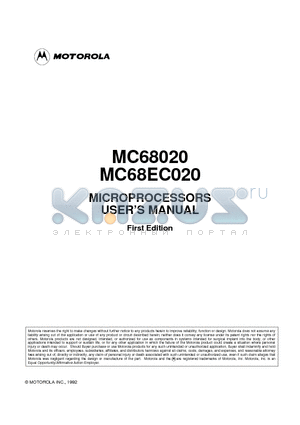 MC68020RP25 datasheet - MICROPROCESSORS USERS MANUAL