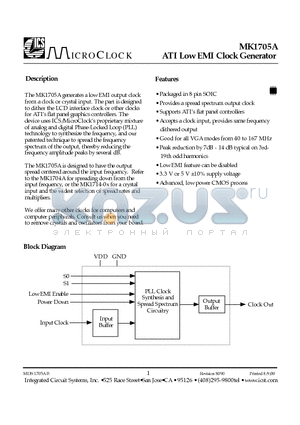 MK1705A datasheet - ATI Low EMI Clock Generator