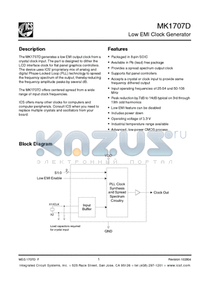 MK1707DILF datasheet - Low EMI Clock Generator