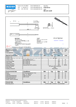 MK18-B-1250W datasheet - MK Reed Sensor
