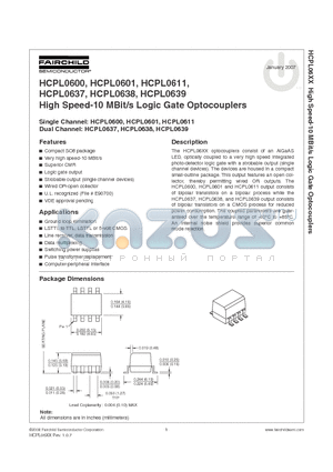 HCPL0600R2V datasheet - High Speed-10 MBit/s Logic Gate Optocouplers