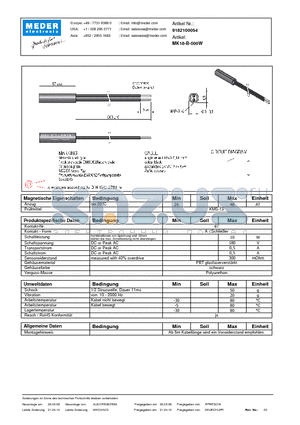 MK18-B-500W_DE datasheet - (deutsch) MK Reed Sensor