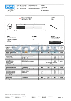 MK18-C-1500W datasheet - MK Reed Sensor