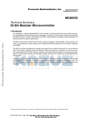 MC68332CFC16 datasheet - 32-Bit Modular Microcontroller