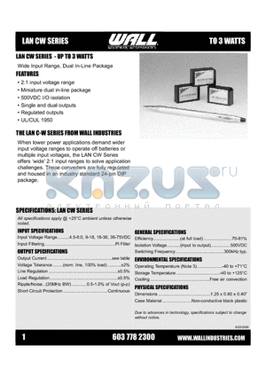 LANC1215W3 datasheet - Wide Input Range, Dual In-Line Package