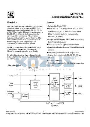 MK2049-01SI datasheet - Communications Clock PLL