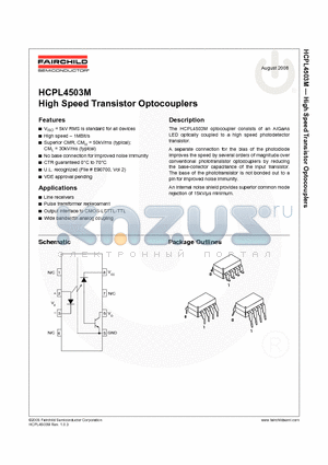 HCPL4503M datasheet - High Speed Transistor Optocouplers