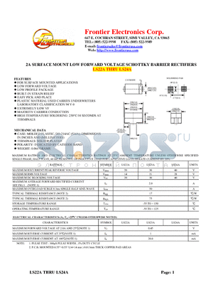 LS24A datasheet - 2A SURFACE MOUNT LOW FORWARD VOLTAGE SCHOTTKY BARRIER RECTIFIERS
