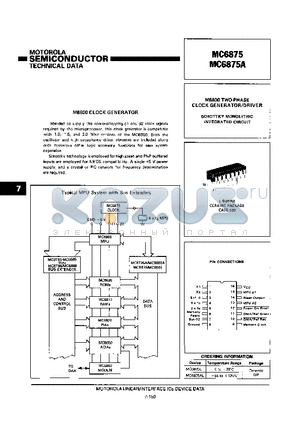 MC6875L datasheet - CLOCK GENERATOR/DRIVER (SCHOTTKY MONOLITHIC INTEGRATED CIRCUIT)