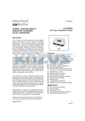 LS2815D datasheet - HIGH RELIABILITY DC/DC CONVERTER