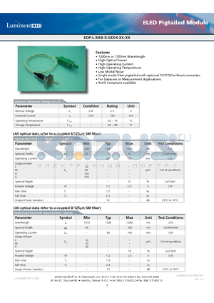 EDP-L-30B-H-SSTN-N datasheet - ELED Pigtailed Module