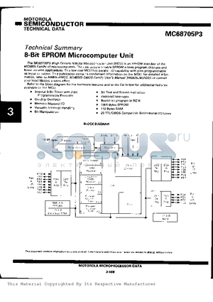 MC68705P3CS datasheet - 8-Bit EPROM Microcomputer Unit