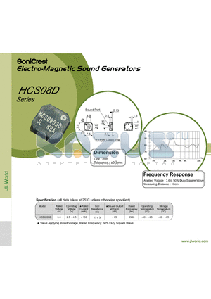 HCS0803D datasheet - Electro-Magnetic Sound Generators
