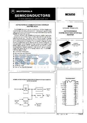 MC68B50 datasheet - ASYNCHRONOUS COMMUNICATIONS INTERFACE ADAPTER