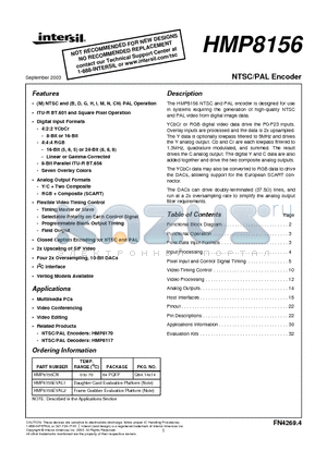 HMP8156CN datasheet - NTSC/PAL Encoder