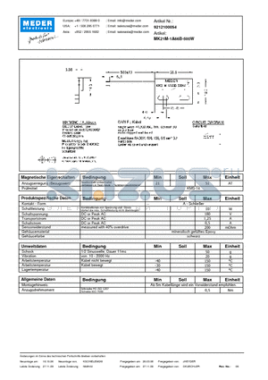 MK21M-1A66B-500W_DE datasheet - (deutsch) MK Reed Sensor