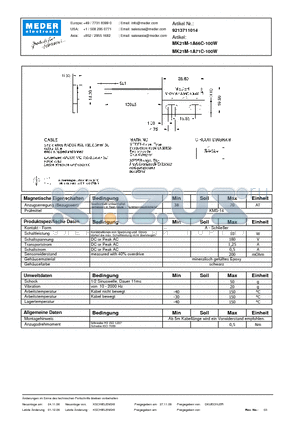 MK21M-1A66C-100W_DE datasheet - (deutsch) MK Reed Sensor