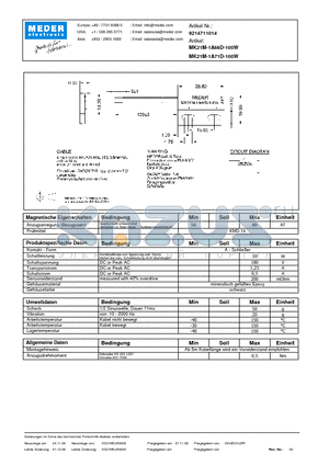 MK21M-1A66D-100W_DE datasheet - (deutsch) MK Reed Sensor