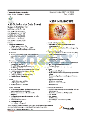 MK20X256VLQ100 datasheet - K20 Sub-Family Data Sheet