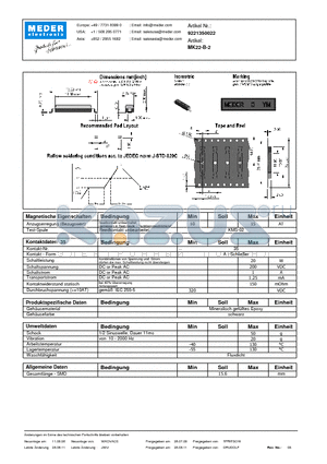 MK22-B-2_DE datasheet - (deutsch) MK Reed Sensor