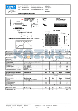 MK22-C-4_DE datasheet - (deutsch) MK Reed Sensor
