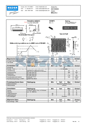 MK22-E-2_DE datasheet - (deutsch) MK Reed Sensor
