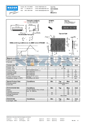 MK22-E-2 datasheet - MK Reed Sensor