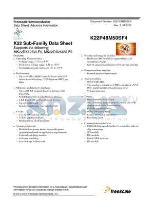 MK22DX128VLF5 datasheet - K22 Sub-Family Data Sheet