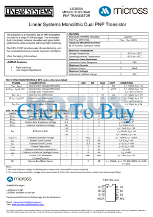 LS3550A_PDIP datasheet - MONOLITHIC DUAL NPN TRANSISTOR