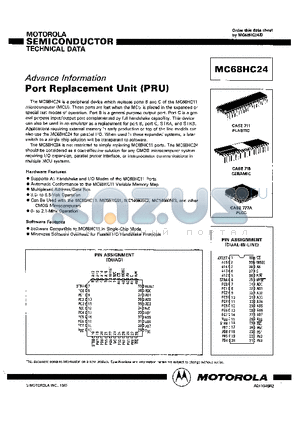 MC68HC01 datasheet - Port Replacement Unit (PRU)