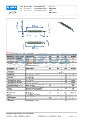 MK23-52-E-2_DE datasheet - (deutsch) MK Reed Sensor