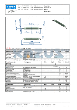 MK23-52-G-2_DE datasheet - (deutsch) MK Reed Sensor