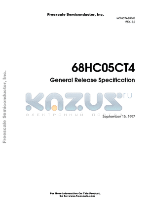 MC68HC05CT4FN datasheet - General Release Specification