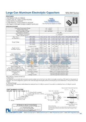 NRLRW473M35V20X30F datasheet - Large Can Aluminum Electrolytic Capacitors