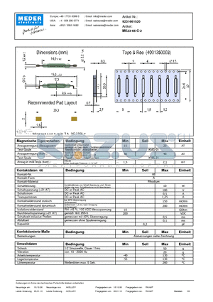 MK23-66-C-2_DE datasheet - (deutsch) MK Reed Sensor