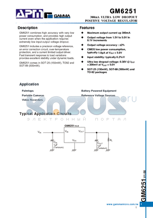 GM6251-3.0ST89R datasheet - 300mA ULTRA LOW DROPOUT POSITIVE VOLTAGE REGULATOR