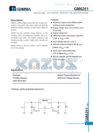 GM6251-3.2ST89R datasheet - 250mA ULTRA-LOW DROPOUT POSITIVE VOLTAGE REGULATOR