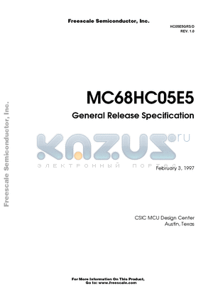 MC68HC05E5DW datasheet - General Release Specification