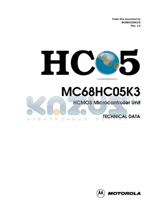 MC68HC05K3P datasheet - HCMOS Microcontroller Unit