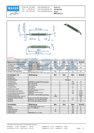 MK23-85-C-2_DE datasheet - (deutsch) MK Reed Sensor