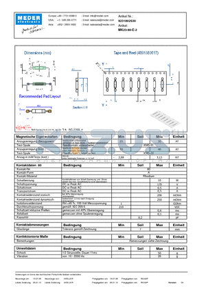 MK23-80-E-2_DE datasheet - (deutsch) MK Reed Sensor